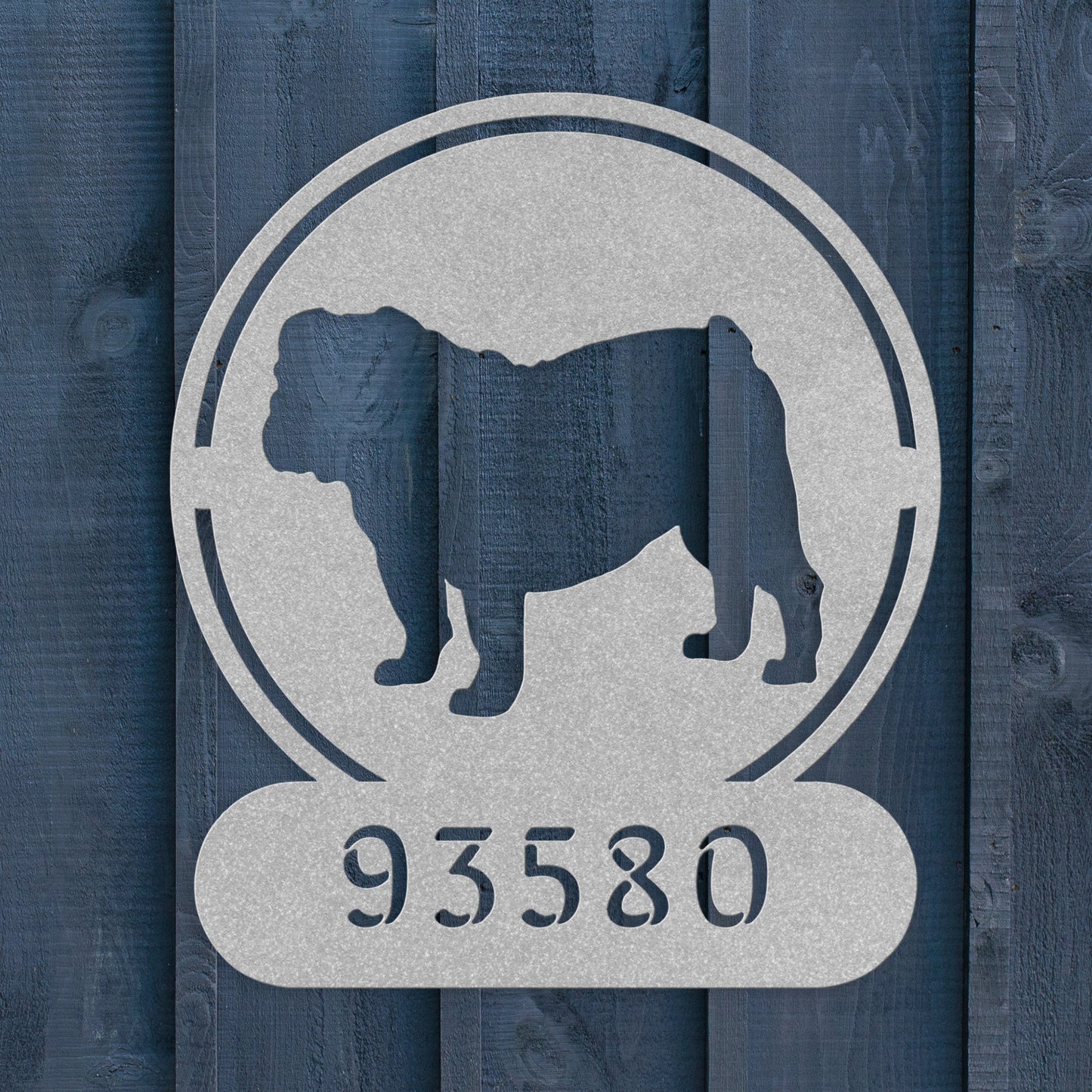 Full-Bodied Bulldog Metal House Number Sign