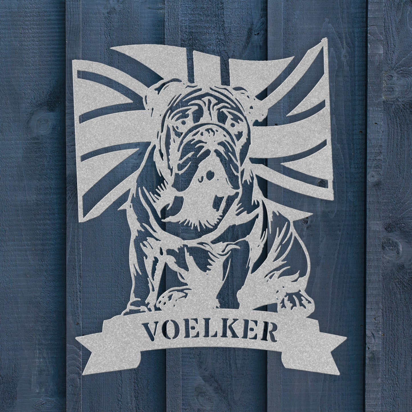 English Bulldog Union Jack Personalized Metal Sign