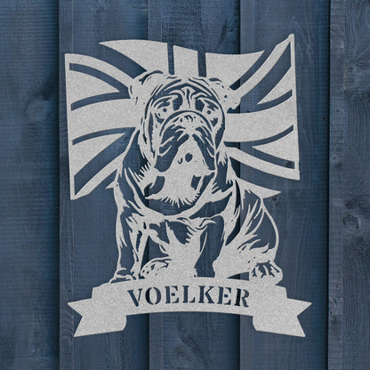 English Bulldog Union Jack Personalized Metal Sign