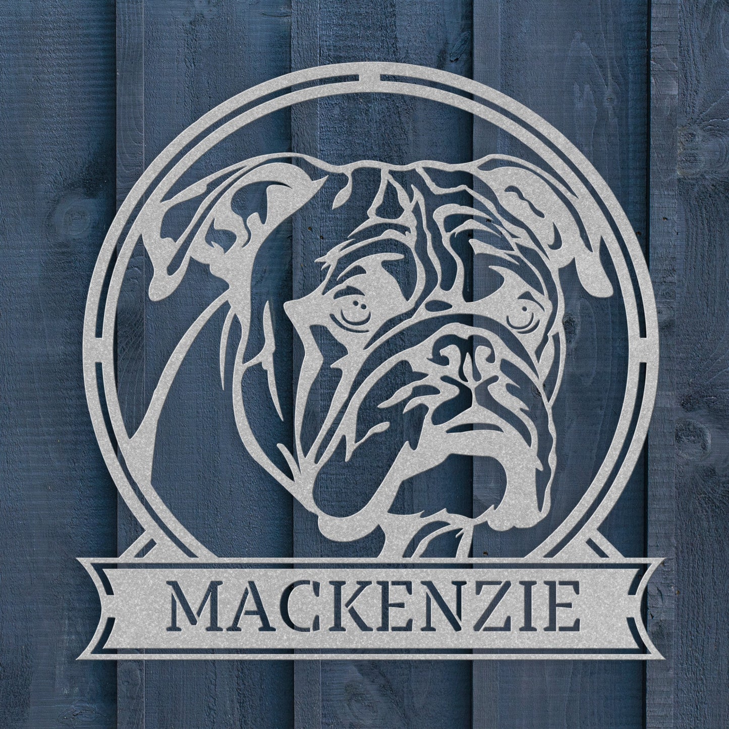 Personalized Majestic Bulldog Metal Name Sign