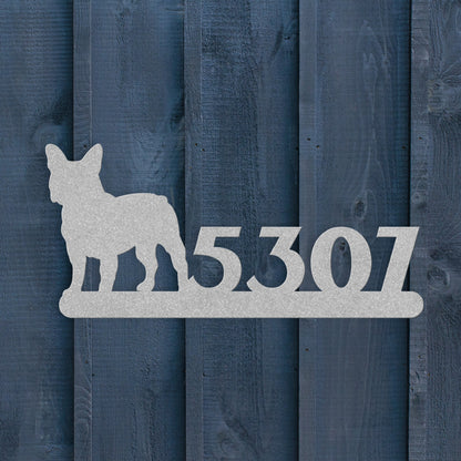 French Bulldog House Numbers Metal Sign