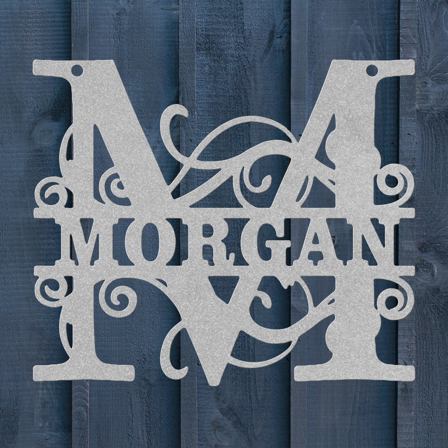 Ornate Split Letter Monogram Metal Sign