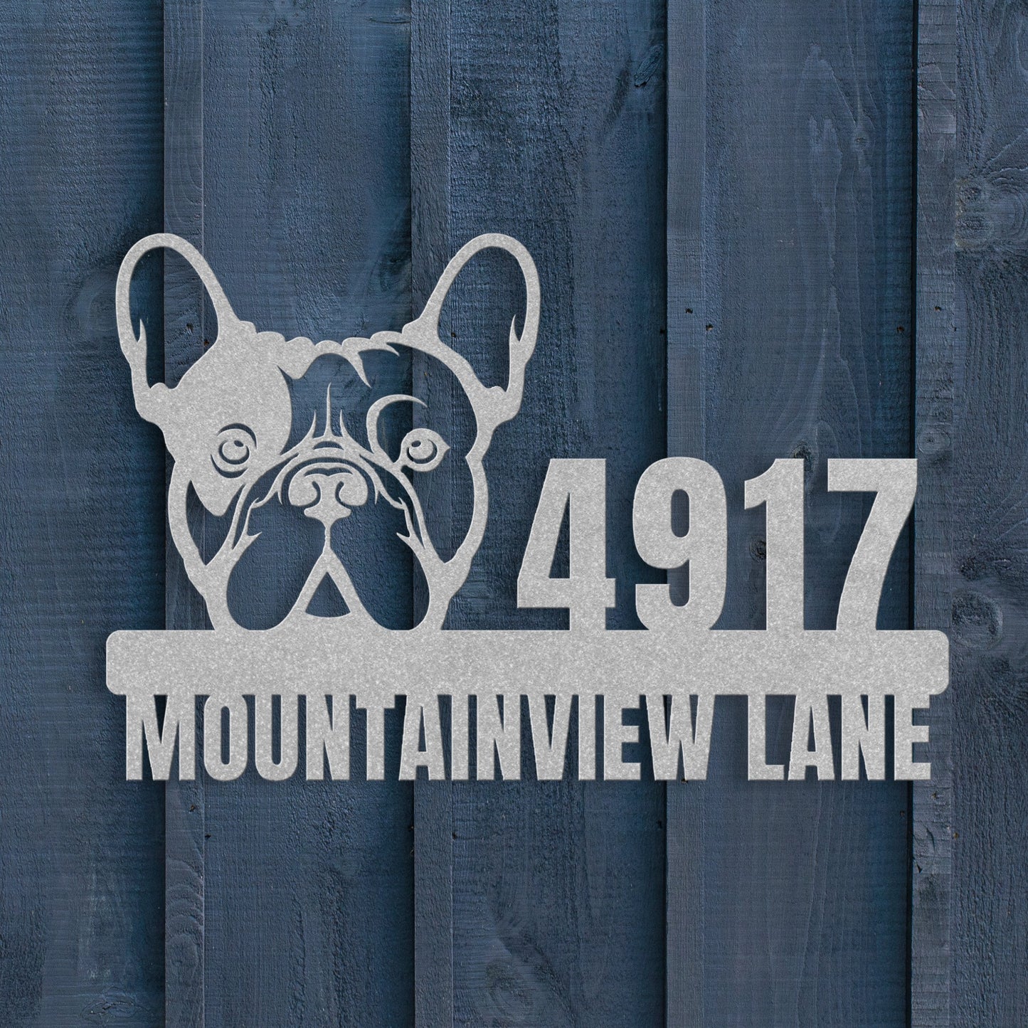 Metal Address Sign for French Bulldog Home