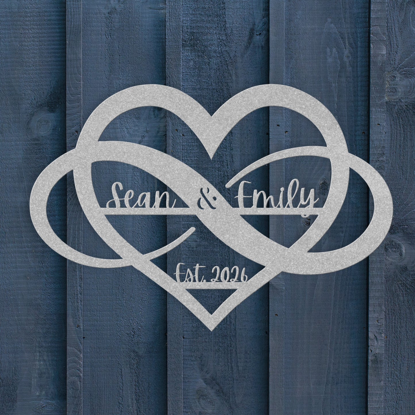 Infinity Heart Couples' Custom Metal Name Sign