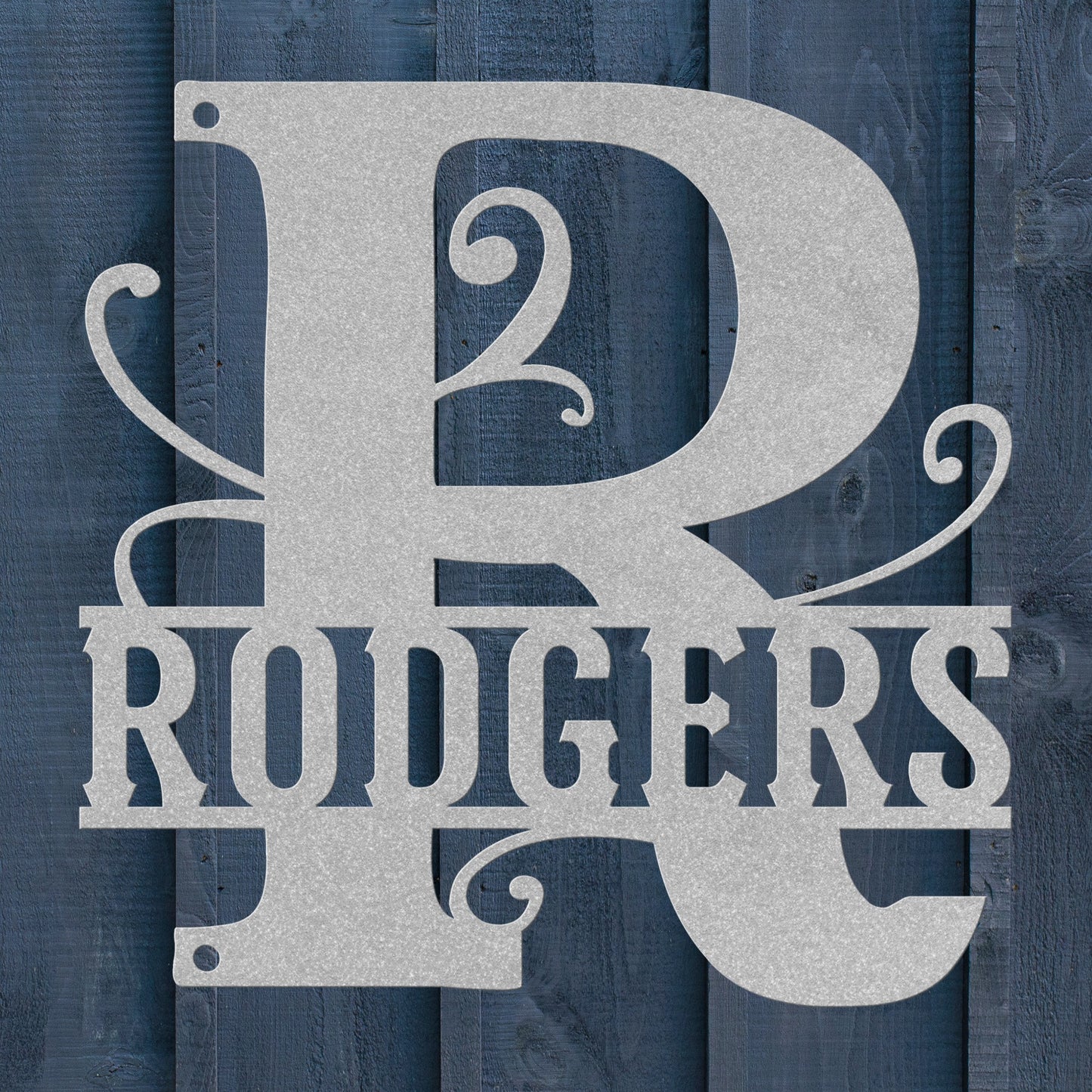 Elegant Split Letter Monogram Metal Sign