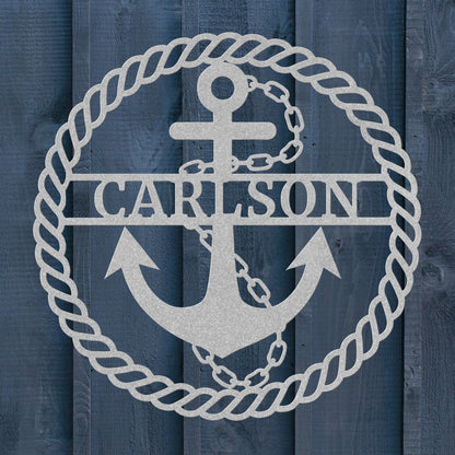 Anchor Metal Sign – Custom Nautical Family Name Wall Art