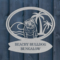 Beachy Bulldog Bungalow Metal Sign - BullyBellyWall Art