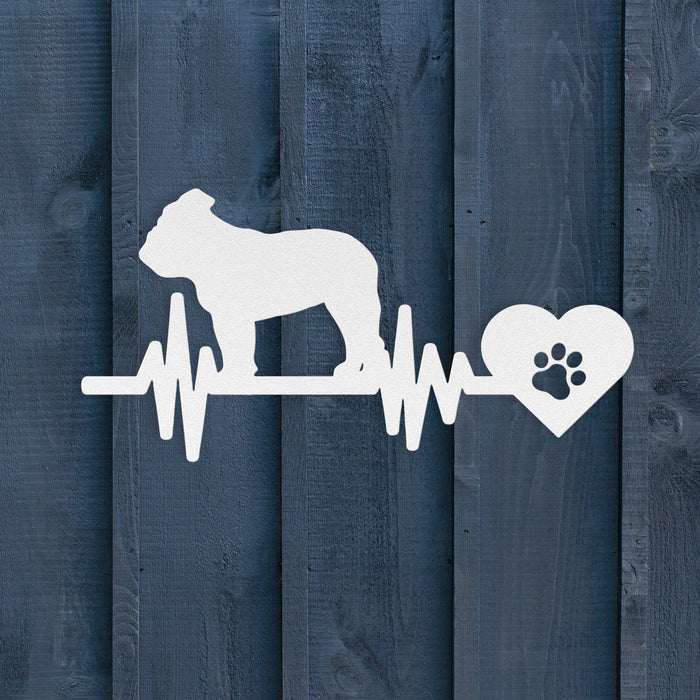 English Bulldog Heartbeat Metal Sign - BullyBellyWall Art