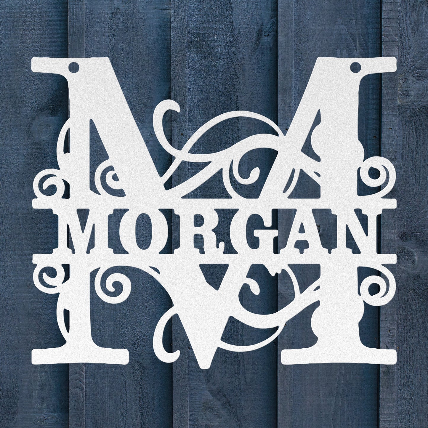 Ornate Split Letter Monogram Metal Sign