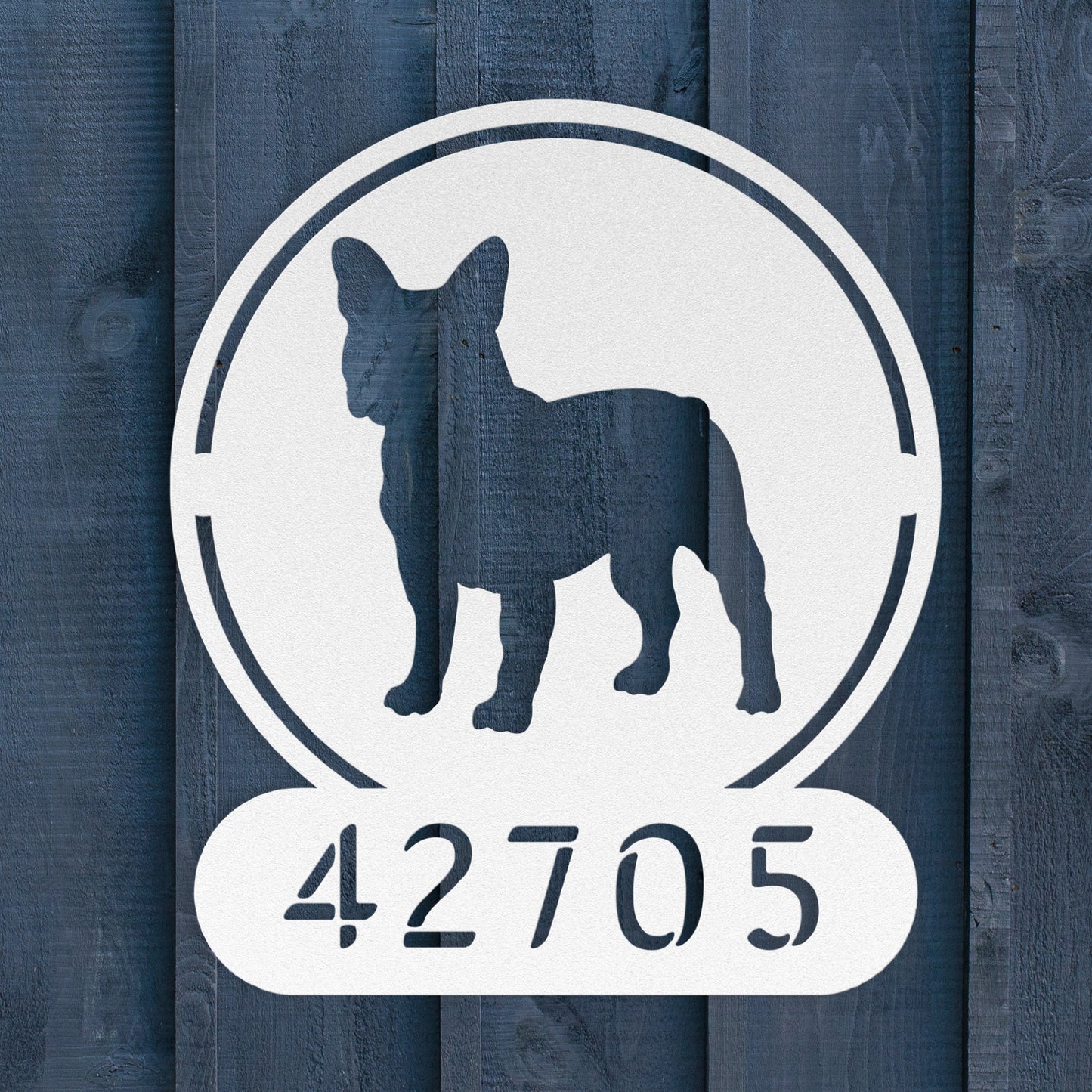 French Bulldog Homestead Metal House Number Sign
