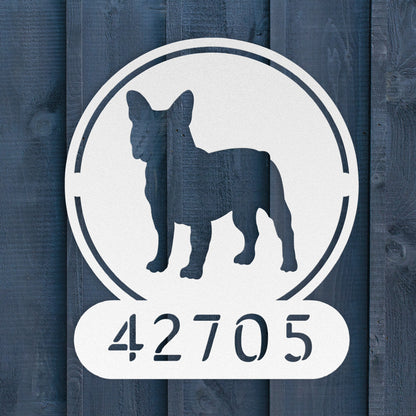 French Bulldog Homestead Metal House Number Sign