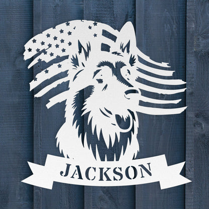German Shepherd American Flag Metal Sign – Personalized Wall Art