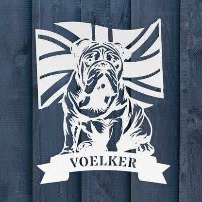 English Bulldog Union Jack Personalized Metal Sign