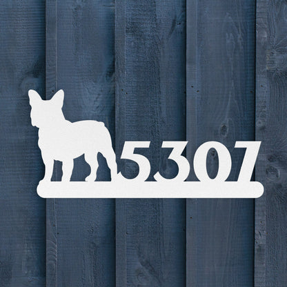 French Bulldog House Numbers Metal Sign