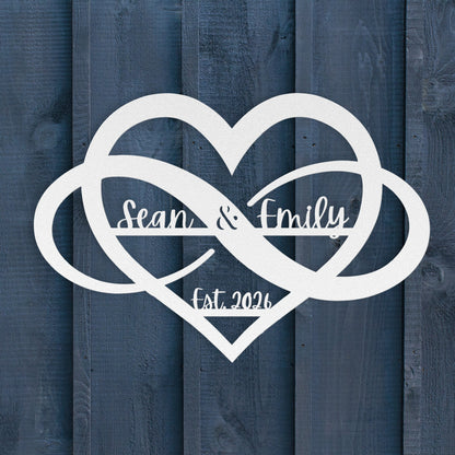 Infinity Heart Couples' Custom Metal Name Sign