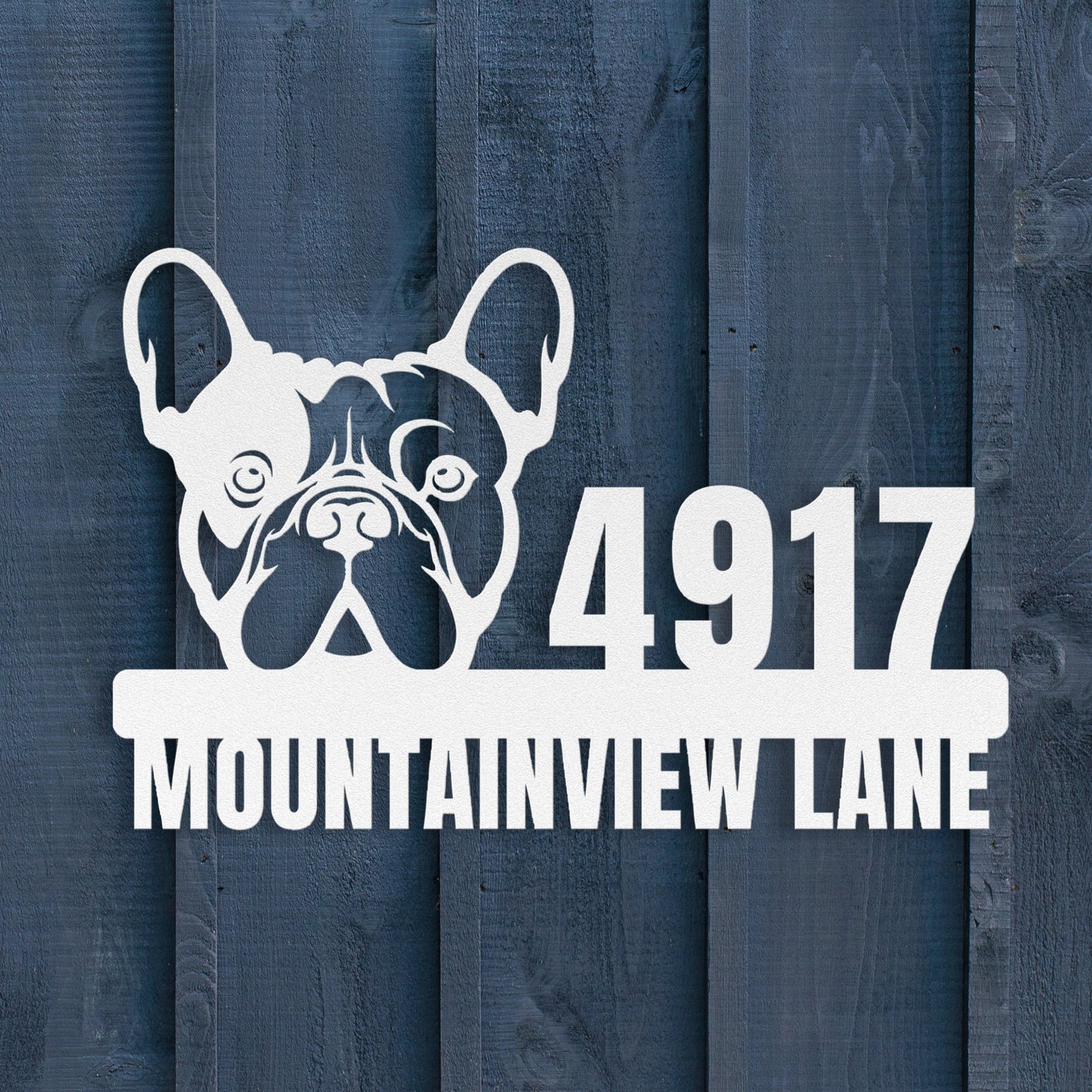 Metal Address Sign for French Bulldog Home
