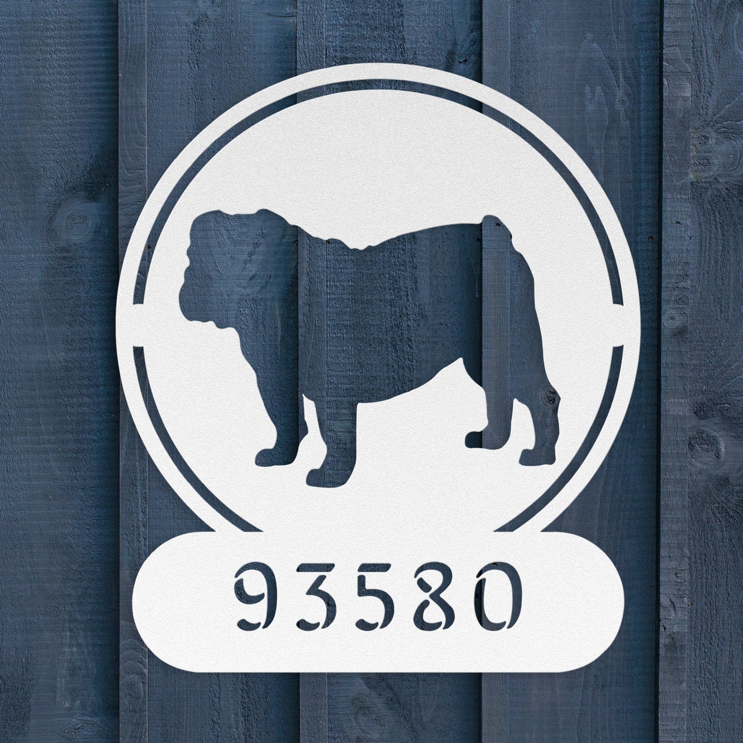 Full-Bodied Bulldog Metal House Number Sign