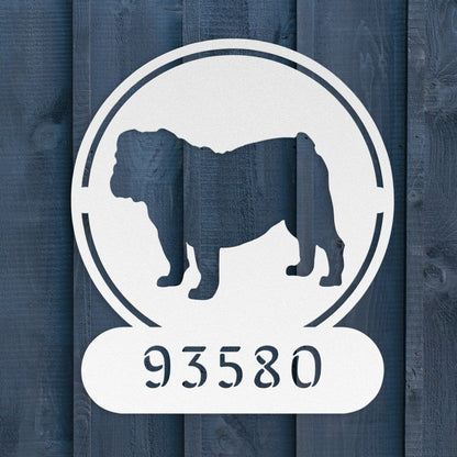 Full-Bodied Bulldog Metal House Number Sign