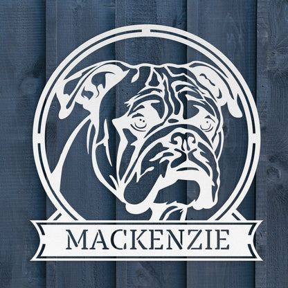 Personalized Majestic Bulldog Metal Name Sign