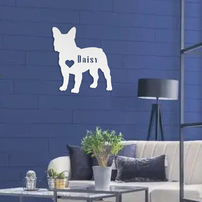 French Bulldog Heart and Name Metal Sign