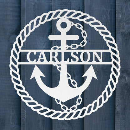 Anchor Metal Sign – Custom Nautical Family Name Wall Art