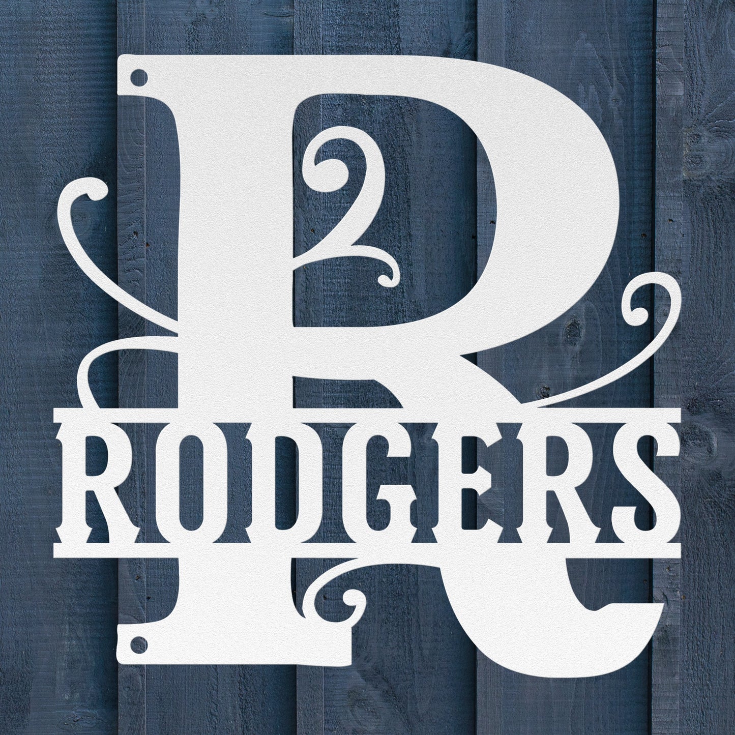 Elegant Split Letter Monogram Metal Sign