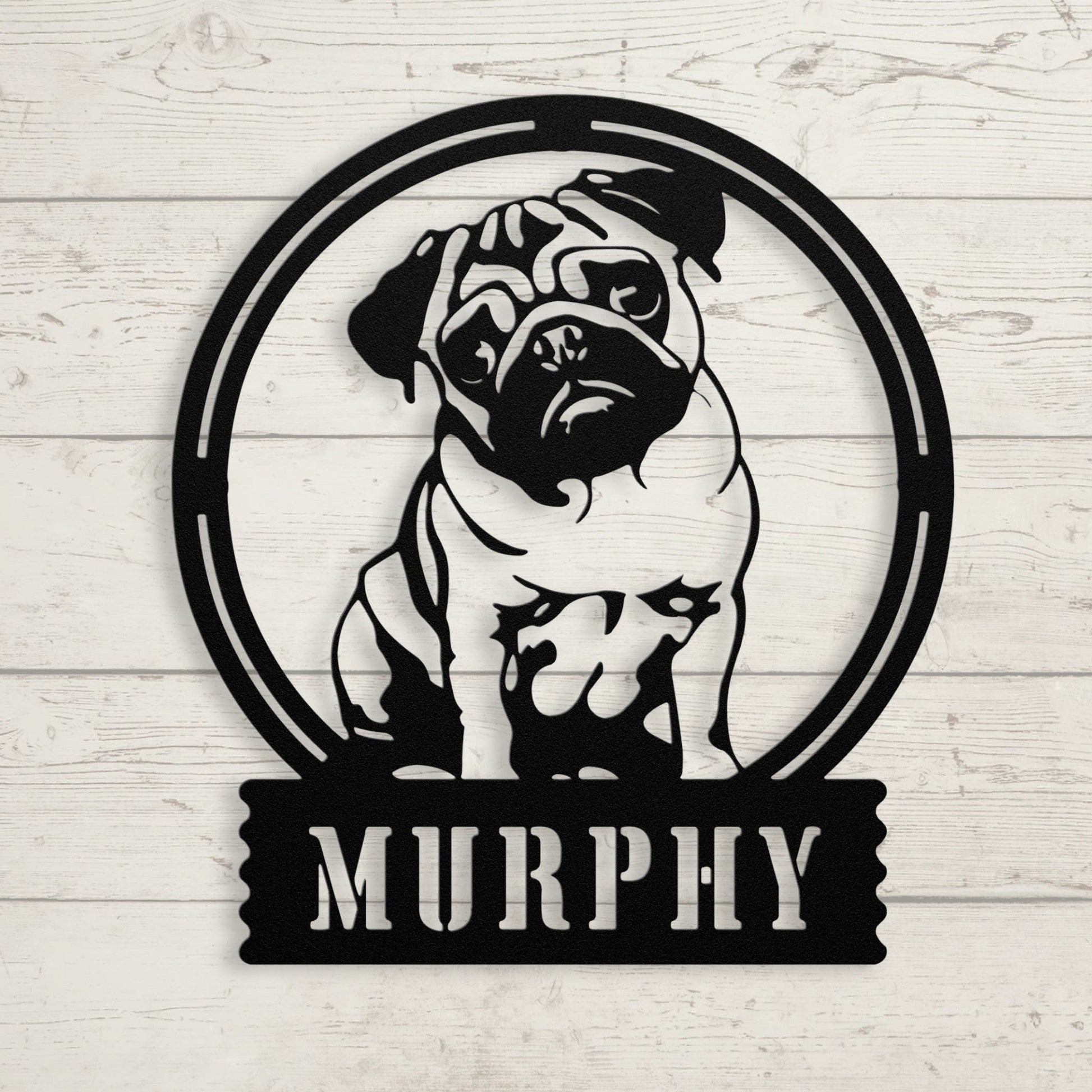 Adorable Elegance: Custom Pug Metal Wall Decor - BullyBellyMetal Sign