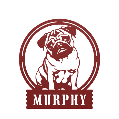 Adorable Elegance: Custom Pug Metal Wall Decor - BullyBellyMetal Sign