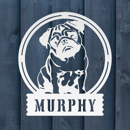 Adorable Elegance: Custom Pug Metal Wall Decor - BullyBellyMetal Sign