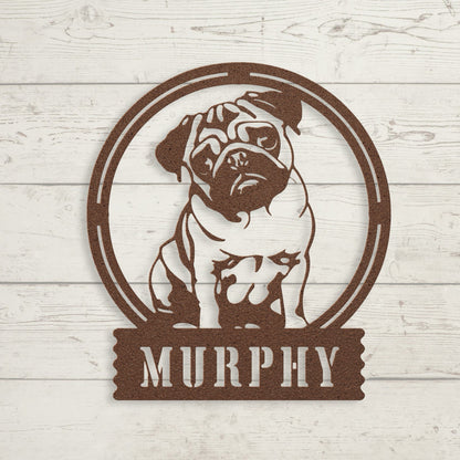 Adorable Elegance: Custom Pug Metal Wall Decor - BullyBellyMetal Sign