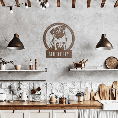 Adorable Elegance: Custom Pug Metal Wall Decor - BullyBellyMetal Sign