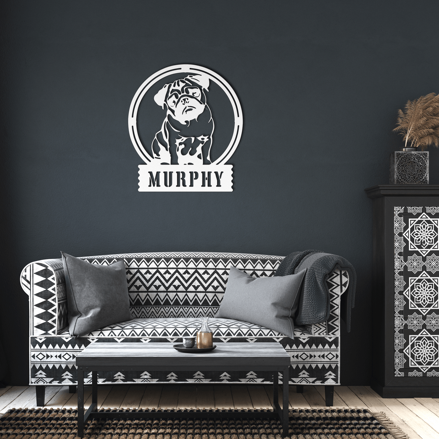 Adorable Elegance: Custom Pug Metal Wall Decor - BullyBellyMetal Sign