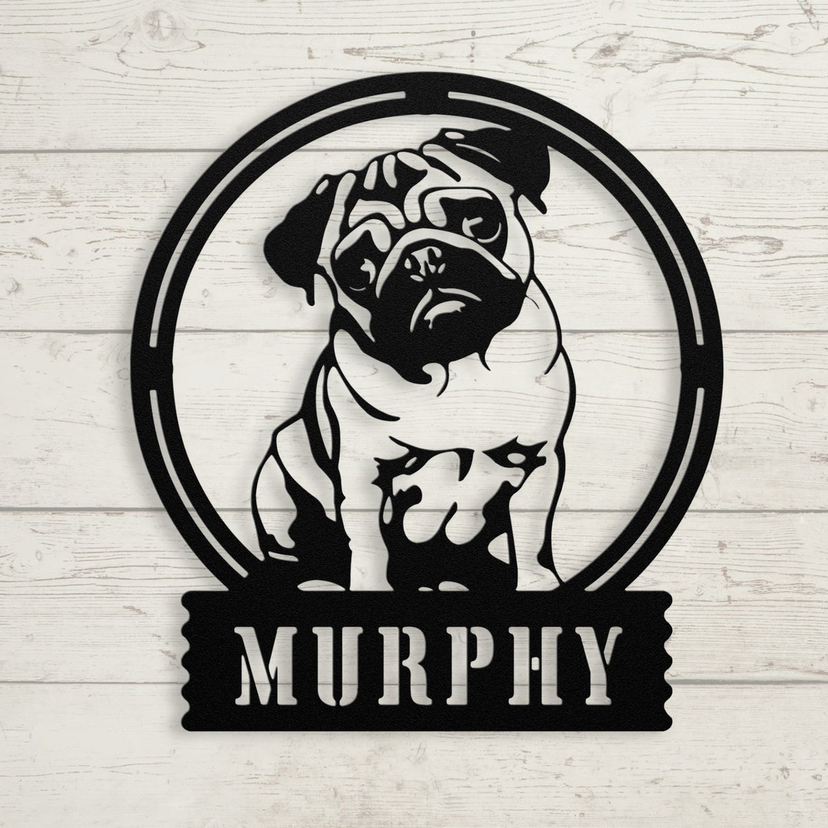 Adorable Elegance: Custom Pug Metal Wall Decor - BullyBellyMetal Sign