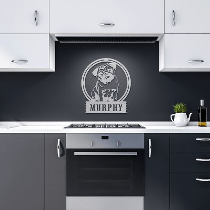 Adorable Elegance: Custom Pug Metal Wall Decor - BullyBellyMetal Sign