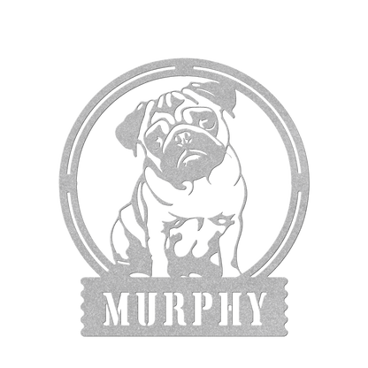 Adorable Elegance: Custom Pug Metal Wall Decor - BullyBellyMetal Sign