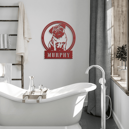 Adorable Elegance: Custom Pug Metal Wall Decor - BullyBellyMetal Sign