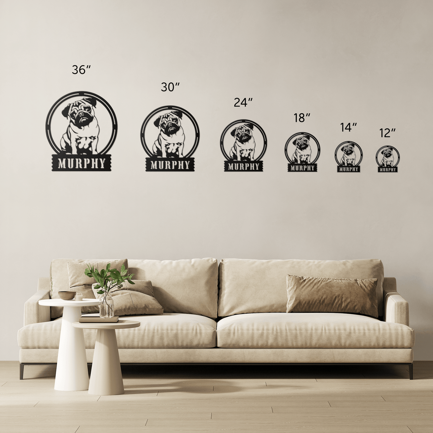 Adorable Elegance: Custom Pug Metal Wall Decor - BullyBellyMetal Sign