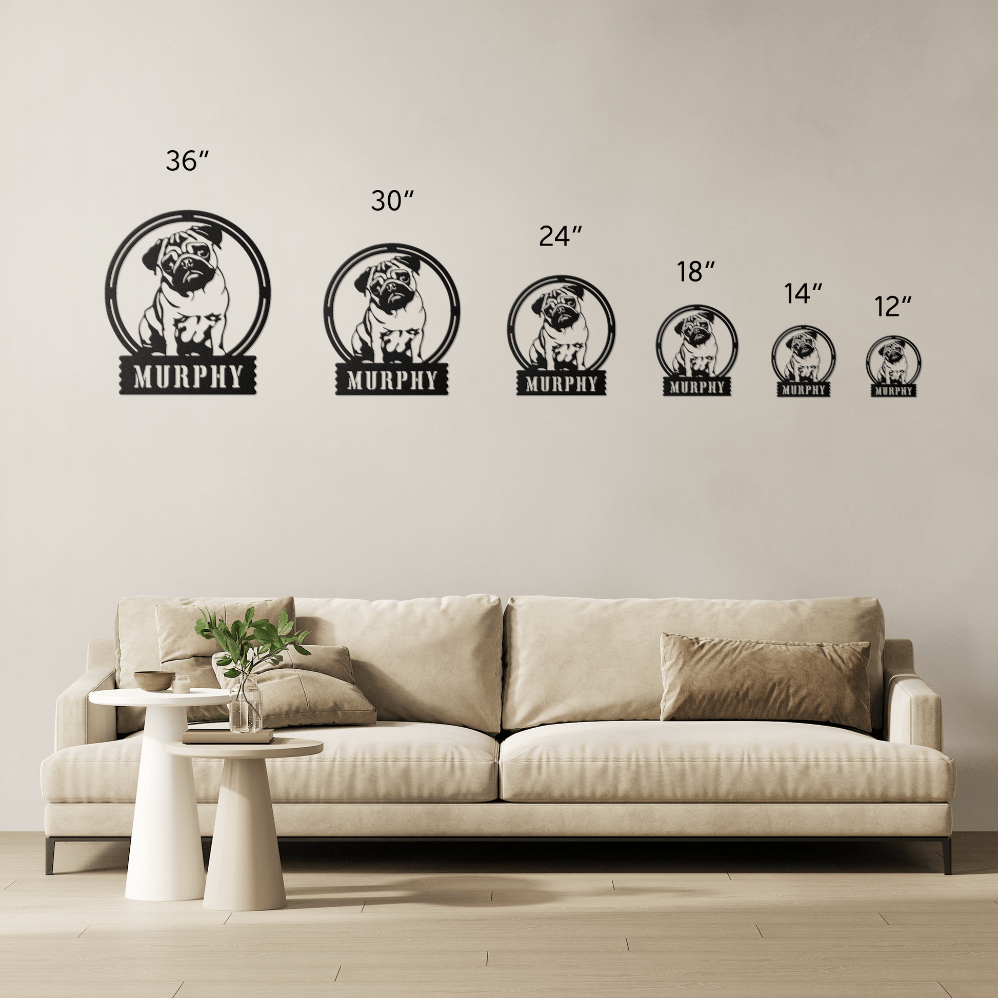 Adorable Elegance: Custom Pug Metal Wall Decor - BullyBellyMetal Sign
