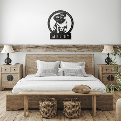 Adorable Elegance: Custom Pug Metal Wall Decor - BullyBellyMetal Sign