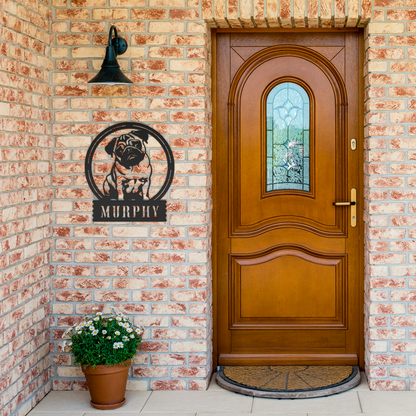 Adorable Elegance: Custom Pug Metal Wall Decor - BullyBellyMetal Sign