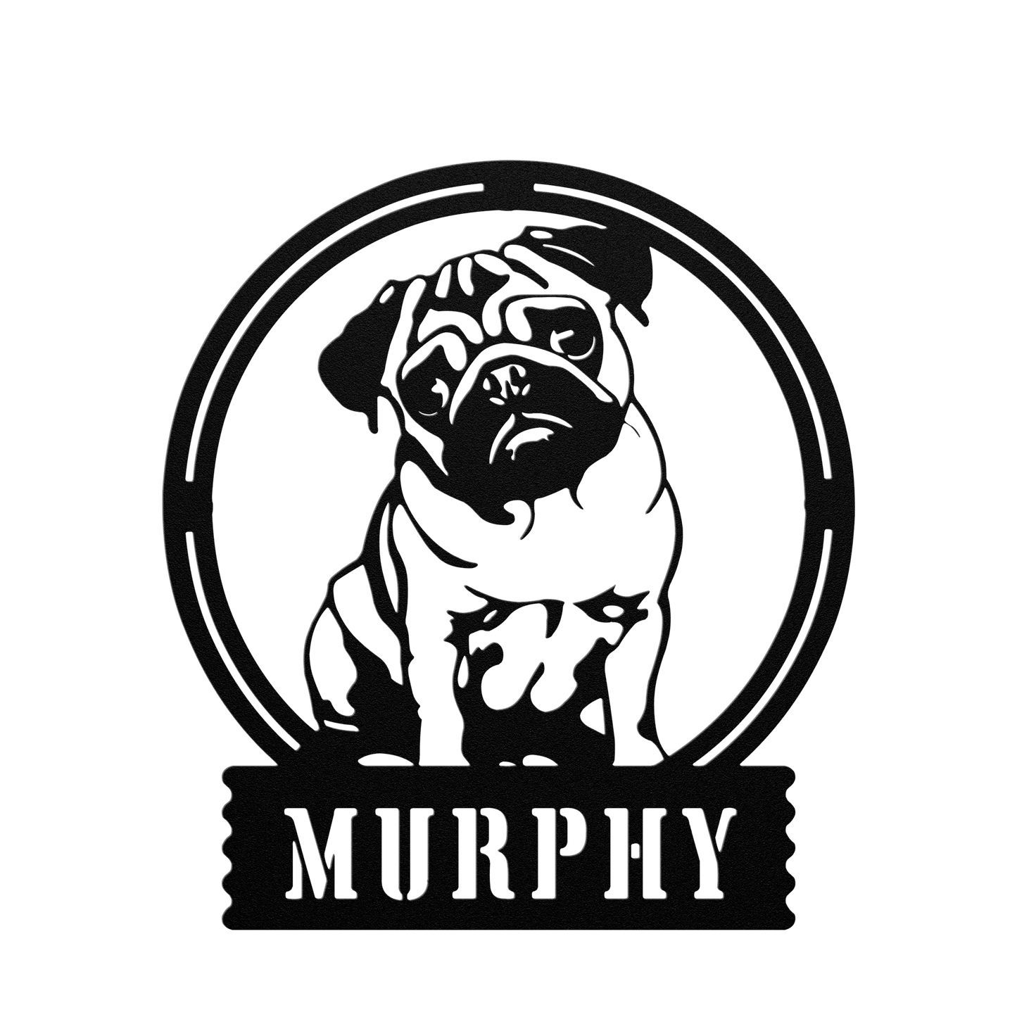 Adorable Elegance: Custom Pug Metal Wall Decor - BullyBellyMetal Sign