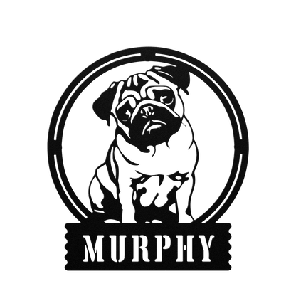 Adorable Elegance: Custom Pug Metal Wall Decor - BullyBellyMetal Sign