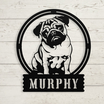Adorable Elegance: Custom Pug Wall Decor - BullyBellyMetal Sign