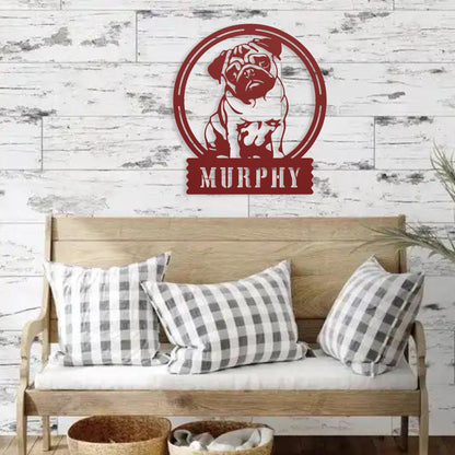 Adorable Elegance: Custom Pug Wall Decor - BullyBellyMetal Sign