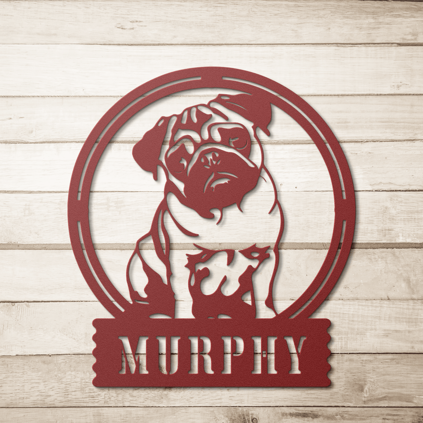 Adorable Elegance: Custom Pug Wall Decor - BullyBellyMetal Sign