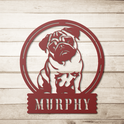 Adorable Elegance: Custom Pug Wall Decor - BullyBellyMetal Sign