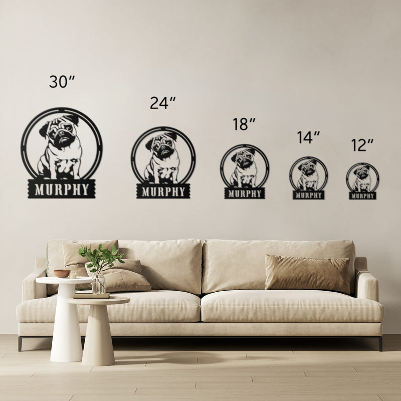 Adorable Elegance: Custom Pug Wall Decor - BullyBellyWall Art