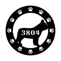 Adresse de la Maison Metal Wall Art - BullyBellyFrench Bulldog - House Number