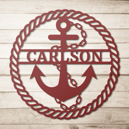 Anchor Metal Sign – Custom Nautical Family Name Wall Art - BullyBellyMetal Sign