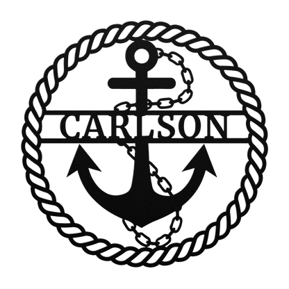 Anchor Metal Sign – Custom Nautical Family Name Wall Art - BullyBellyMetal Sign